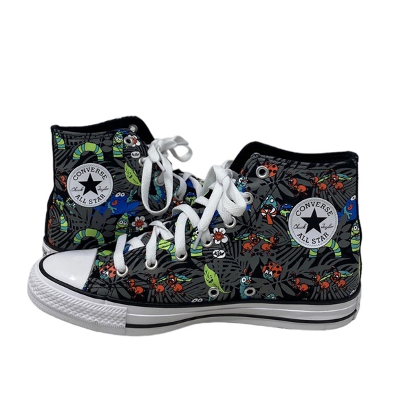 Converse Chuck Taylor Canvas Hightops Black/Lime/Insects print! Women Sz 8! - Picture 4 of 10